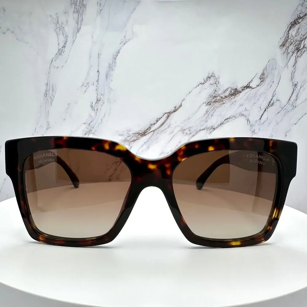 New CHANEL Sunglasses Brown Butterfly Gold Polarized Brown Lens - Picture 2 of 16